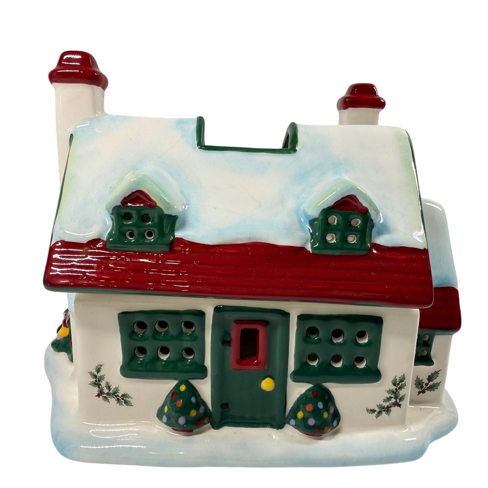 SPODE Christmas Tree Ceramic Cottage  Votive Candle Holder Holiday Decor